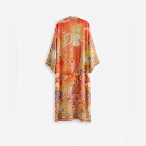 Art Nouveau Mermaid Kimono Duster Robe Coral Boho Magic Dreamy Whimsical Koi